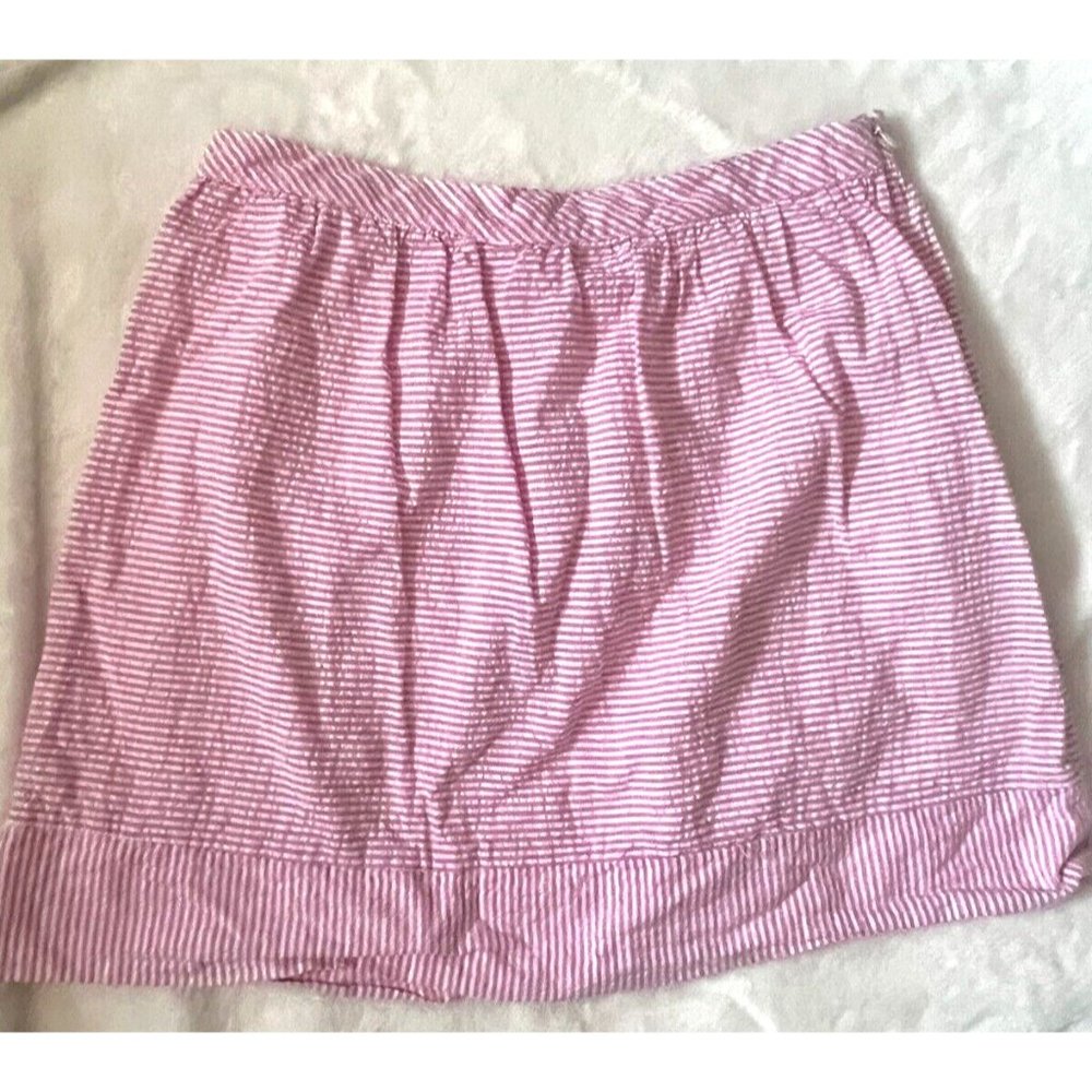 Cremieux Womens Pink striped side-zip Seersucker Skirt Size 6 lined
